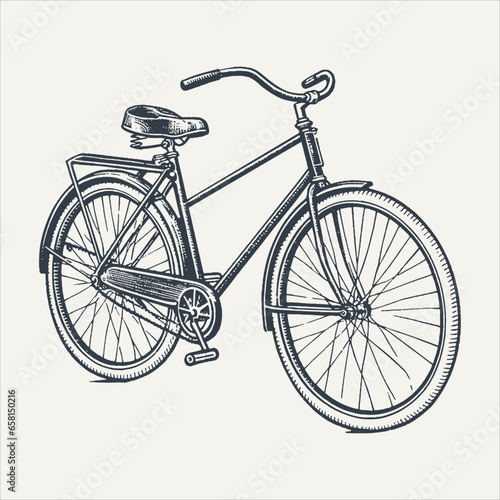 Vintage bicycle. Retro woodcut engraving style vector illustration.	