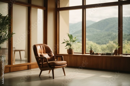 A simple room with a chair is next to a window © antusher