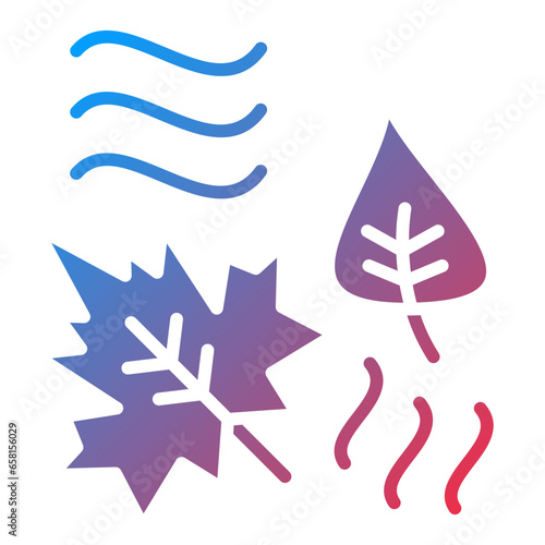 Vector Design Leaf Fluttering in Wind Icon Style