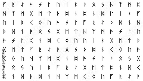 Mystical Seamless Pattern Featuring All Existing Runes