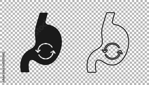 Black Human stomach health icon isolated on transparent background. Vector
