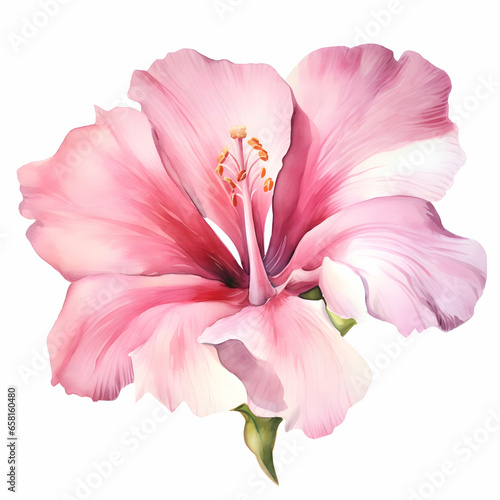 Isolated watercolor huge pink flower on a white background. High-resolution © fillmana