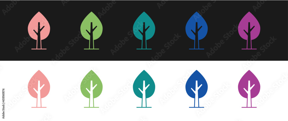 Set Tree icon isolated on black and white background. Forest symbol. Vector Set Tree icon isolated on black and white background. Forest symbol. Vector