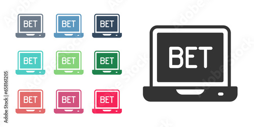 Black Online sports betting icon isolated on white background. Sport bet bookmaker. Betting online make money. Set icons colorful. Vector