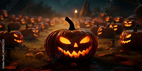 halloween pumkins jack-o-lanterns background cinematic photo