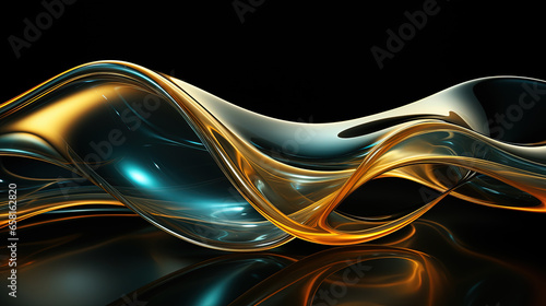 Digital Art of Blue and Gold Liquid Gel Thick Wavy Background