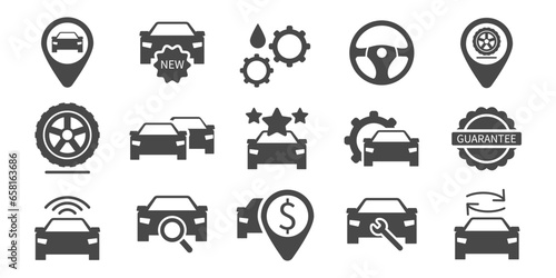 Dealership line vector icons set