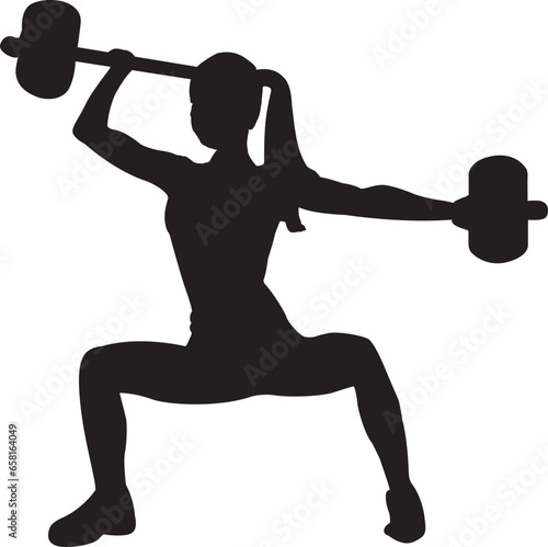 Weight lifting girl silhouette vector