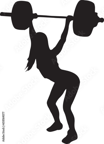 Weight lifting girl silhouette vector