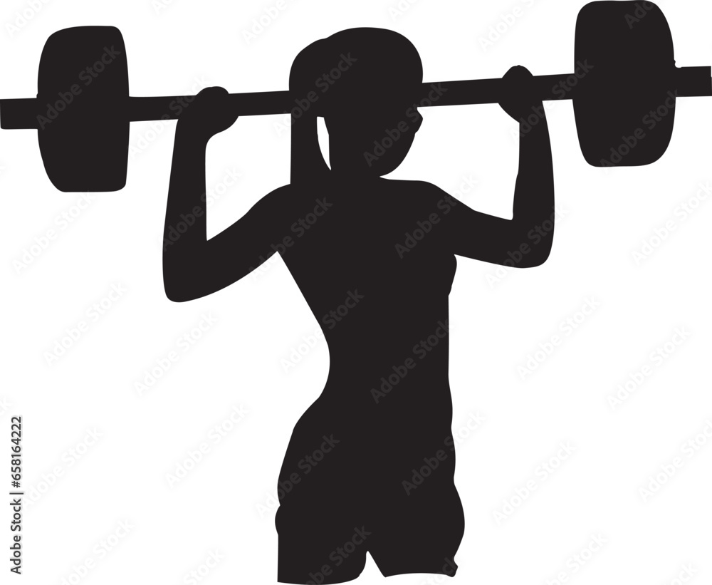 Fototapeta premium Weight lifting girl silhouette vector