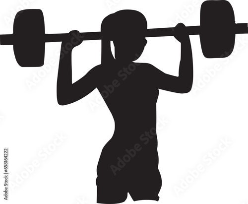 Weight lifting girl silhouette vector