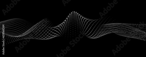 Wave of dots. Gradient wavy background. Abstract cyber backdrop of points. 3d vector illustration.