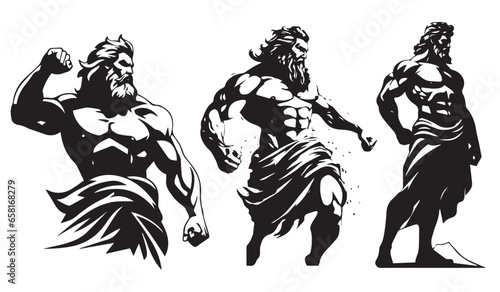 Greek god Zeus vector silhouette illustration of acient male photo