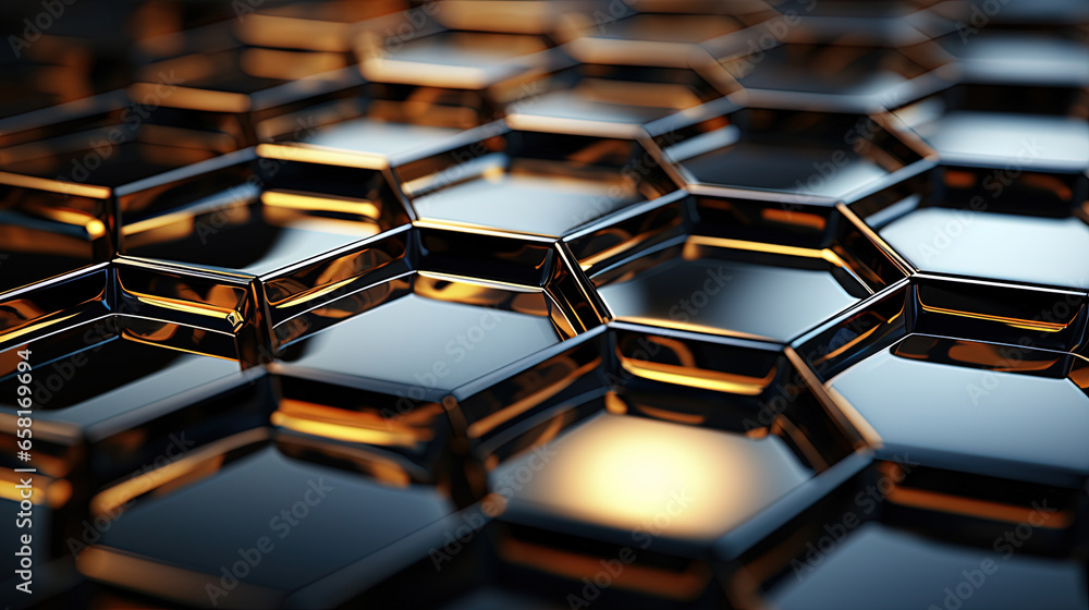 Fototapeta premium Honeycombs Abstract Light Chrome Textured Selective Focused Background