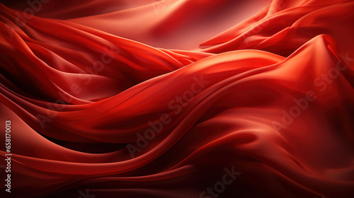 Abstract Art of Deep Red Silky Fabric Textile Transparent Wavy Background