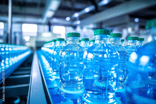 Bottles industrial plastic factory line water