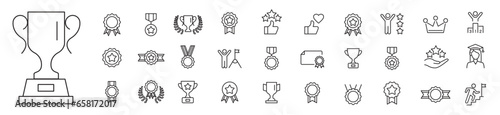 Awards Achievements line icon Editable stroke set Vector illustration.