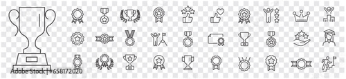 Awards Achievements line icon Editable stroke set Vector illustration.
