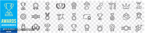 Awards Achievements line icon Editable stroke set Vector illustration.