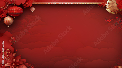 realistic image of banner background for chinese new year, include chinese lantern and roll papper