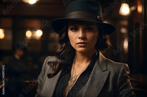 1900s Old fashion Young lady -  A Women Detective  - Serious and Smiling Expression / Business Girl
