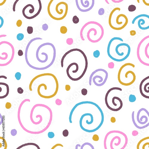Party Confetti Spirals Seamless Pattern