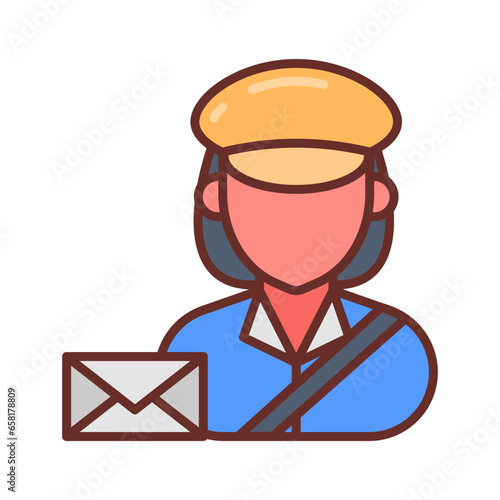Post woman icon in vector. Illustration