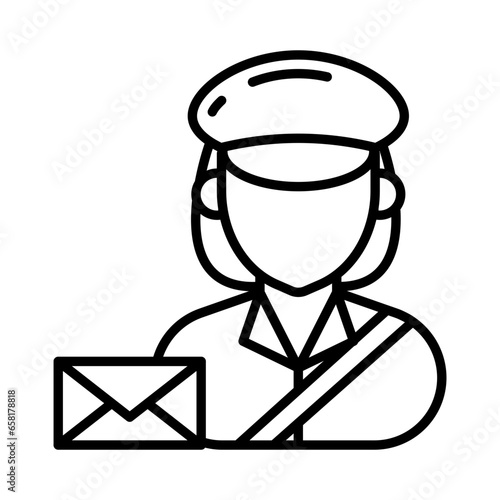 Post woman icon in vector. Illustration