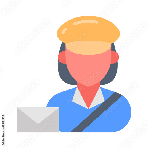 Post woman icon in vector. Illustration
