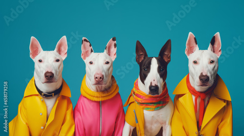 Fotografia Bull terriers wearing human clothes