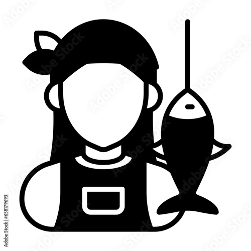 Fisher icon in vector. Illustration