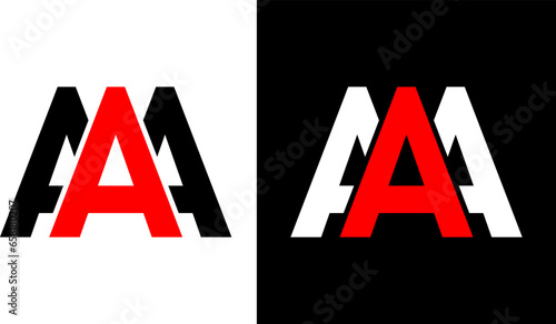 AAA Letter Initial Logo Design Template Vector Illustration | AAA Red Black White logo Template | AAA Logo