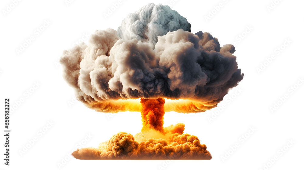 Nuclear explosion and mushroom cloud isolated on transparent background ...