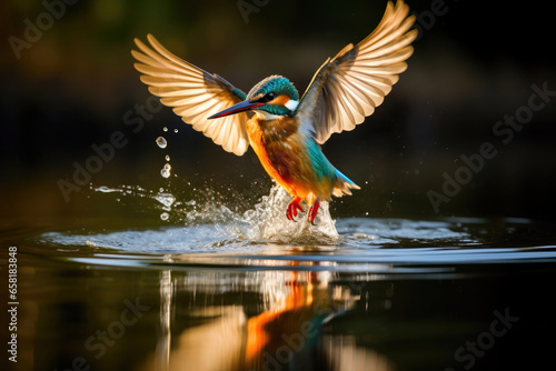 Graceful Kingfisher in Emerald and Orange Hues © Andrii 