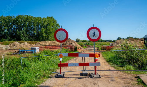 Blocked road for ground works in Belgium
