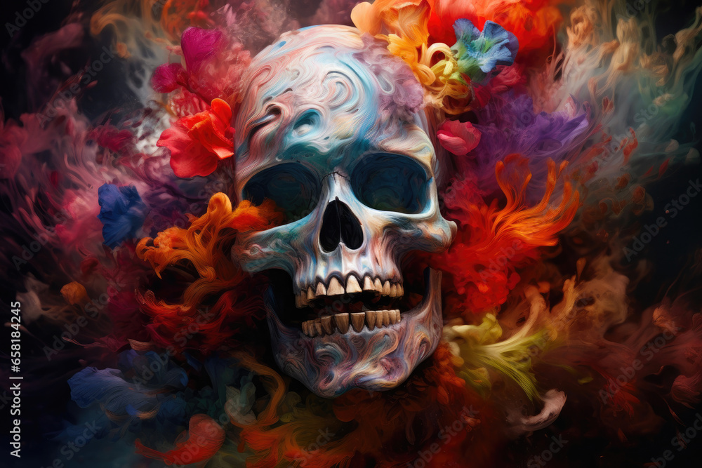 Otherworldly Smoke Skull with Serpent and Blossoms Otherworldly Smoke Skull with Serpent and Blossoms