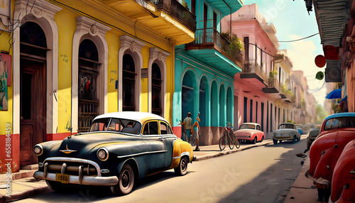Voitures de couleurs à Cuba et La Havane  © Michel