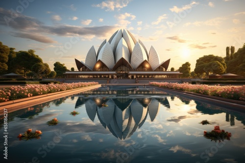 The Lotus Temple, located in New Delhi, India, is a Bahai House of Worship photo