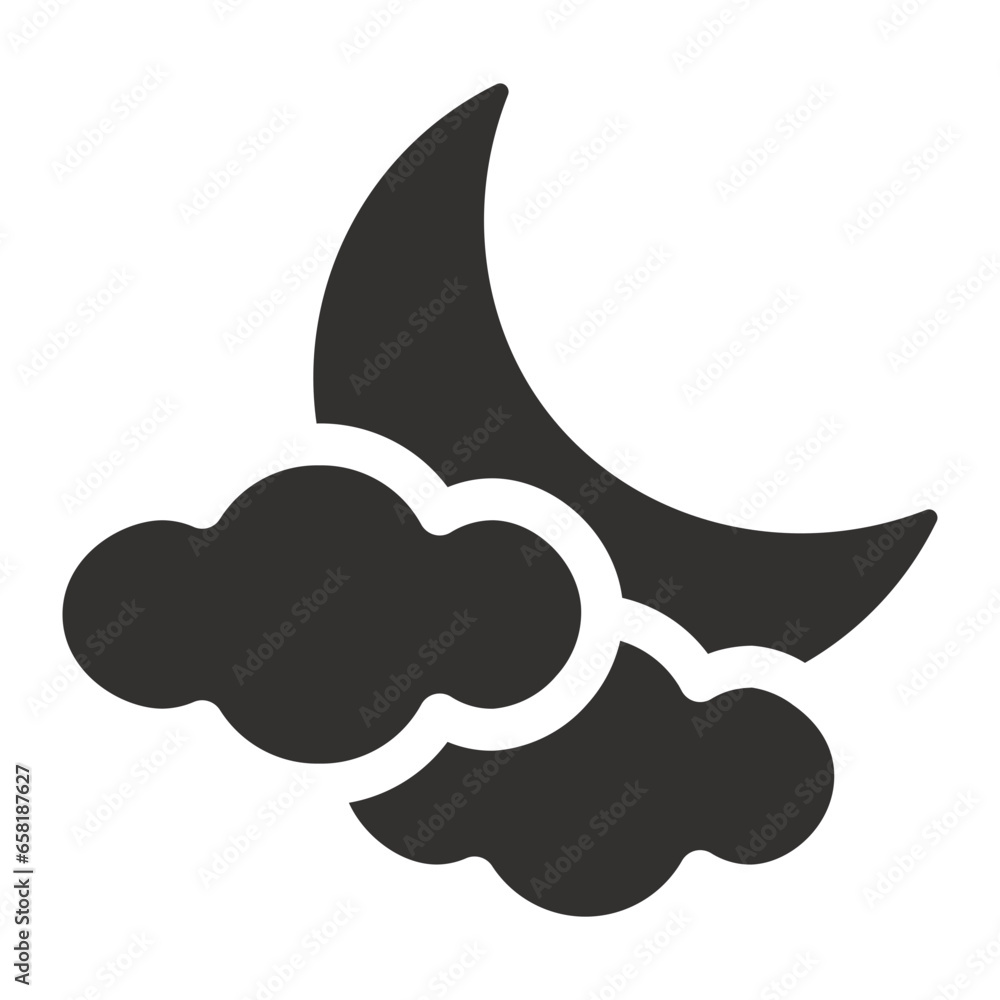 Night Vector Solid Icon, Half Moon Icons Collection, Night Silhouette. Night Vector Solid Icon, Half Moon Icons Collection, Night Silhouette.
