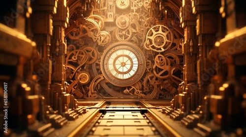 Interlocking gears of a steampunk dreamscape in .