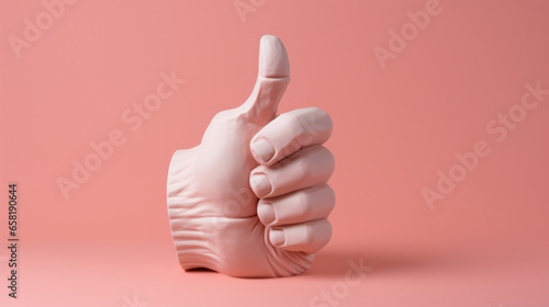 3D render of a thumbs up hand gesture to show approval, acceptance and confirmation