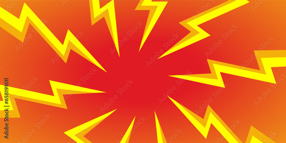 Comic yellow and red explosion with a red background. It's perfect for designs that need a burst of energy and excitement, such as event flyers or promotional materials. Comic yellow and red explosion with a red background. It's perfect for designs that need a burst of energy and excitement, such as event flyers or promotional materials.