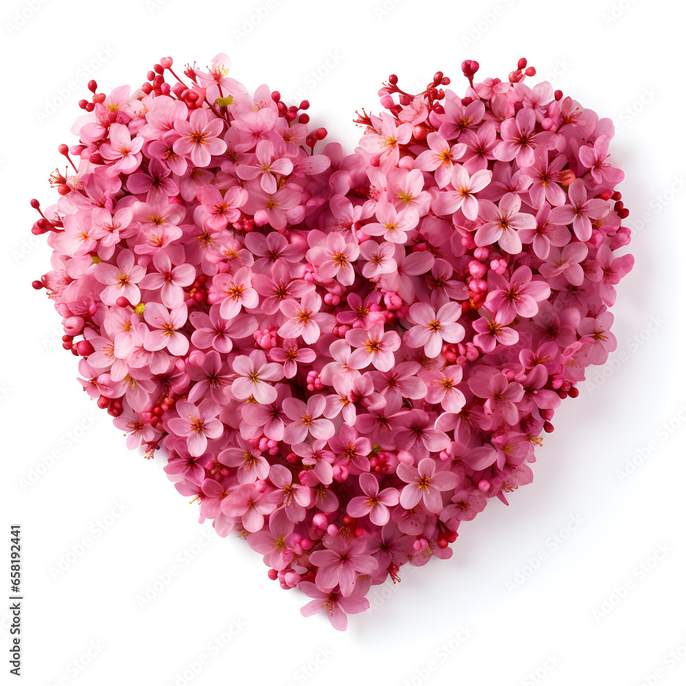 A bouquet of flowers in the shape of a heart. Romantic illustration for Valentine's day. A bouquet of flowers in the shape of a heart. Romantic illustration for Valentine's day.