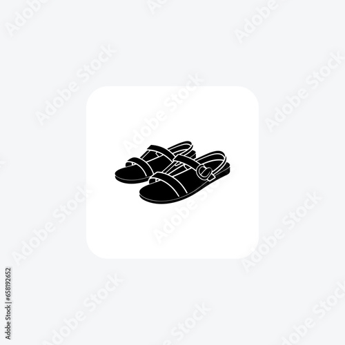  Yellow Slingback Sandals Shoes and footwear line   Icon set isolated on white background line  vector illustration Pixel perfect

