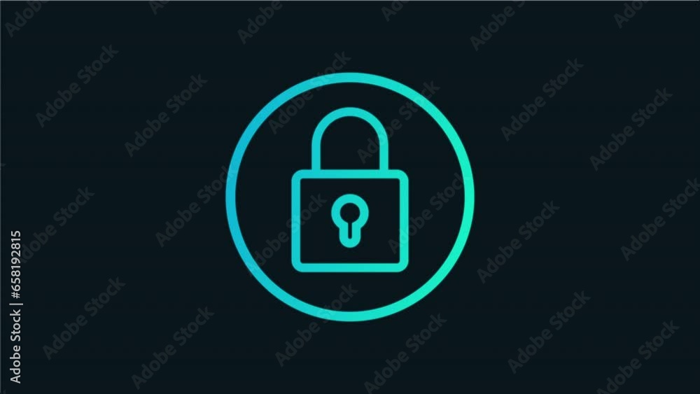lock gradient icon animation. blue and green color.4K motion animation. lock gradient icon animation. blue and green color.4K motion animation.