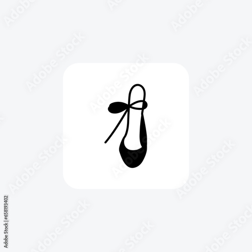 Black Ballerina Flats Women's Shoes and footwear line  Icon set isolated on white background line vector illustration Pixel perfect

