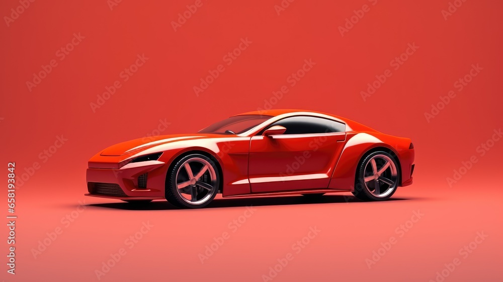 3d Illustration Simple Sport Car Isolated Background