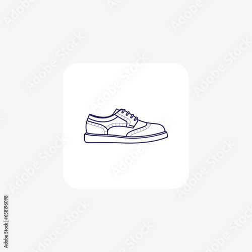 Red suede derby Shoes and footwear line Icon set isolated on white background vector illustration Pixel perfect