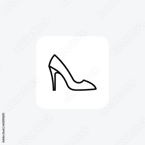 Womens patent leather pumps Shoes and footwear line Icon set isolated on white background vector illustration Pixel perfect