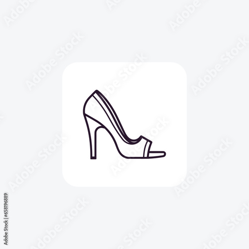 peep toe Women's Shoes and footwear line Icon set isolated on white background vector illustration Pixel perfect